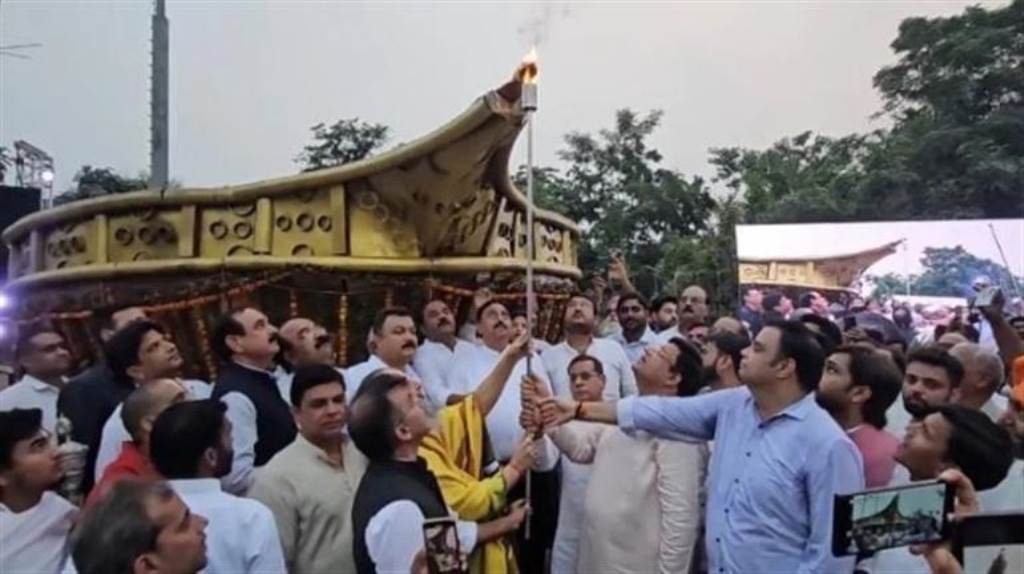 Lighting of 15 feet high Ashadeep in Faridabad  A festival of light unity and hope  Vipul Goyal